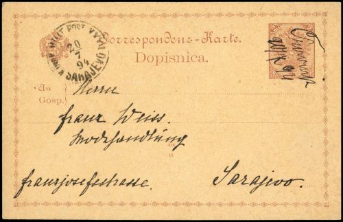 1891, Bosnien-Herzegowina (Republik), P 3, Brief