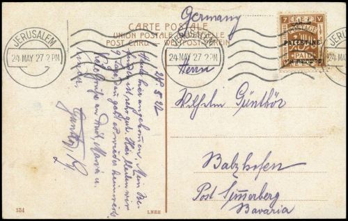 1922, Palästina, 43, Brief
