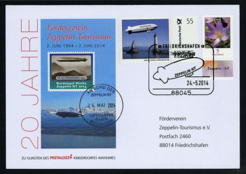 2014, Zeppelin,Zeppelinpost NT, LZ07 D-LZFN, 2480 u.a., Brief