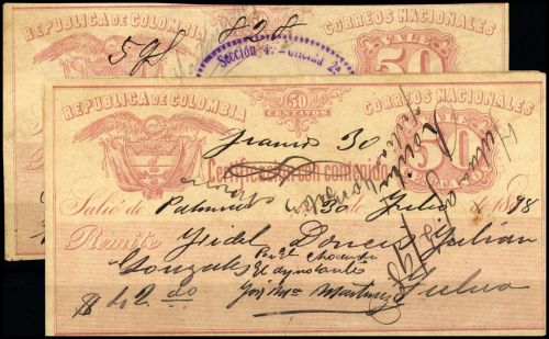 1887, Kolumbien Wertbriefversicherungsmarken, 8 (4)