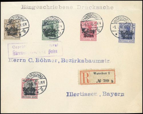 1915, Deutsche Besetzung I. WK Polen, 1-5, Brief