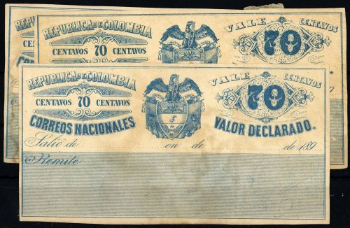1890, Kolumbien Wertbriefversicherungsmarken, 25 (3)