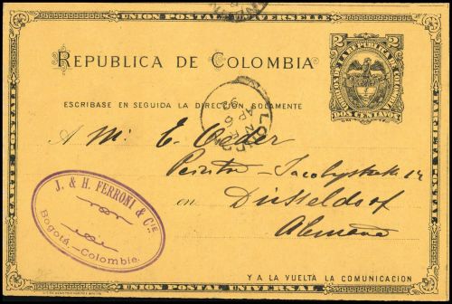 1891, Kolumbien, P 11 a (Z), Brief