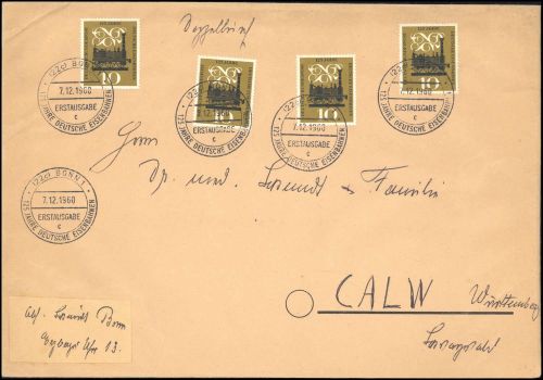1960, Fahrzeuge,Eisenbahn,sonstiges, Bu 345 (4), FDC