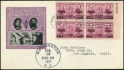 1937, USA, 397 Pl-Nr, FDC