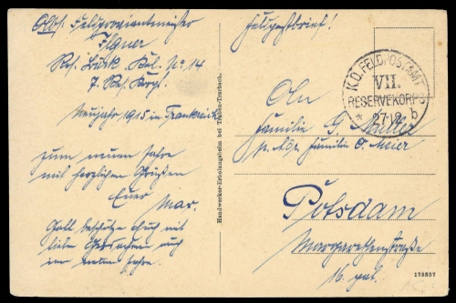 1915, Feldpost I. Wk, Brief
