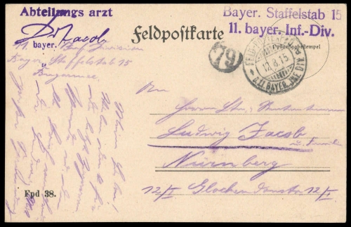 1915, Feldpost I. Wk, Brief