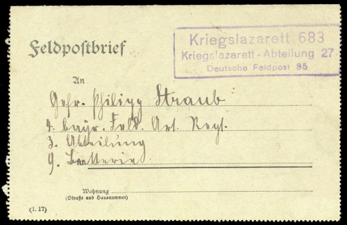 1915, Feldpost I. Wk, Brief