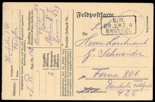 1918, Feldpost I. Wk, Brief