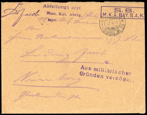 1915, Feldpost I. Wk, Brief