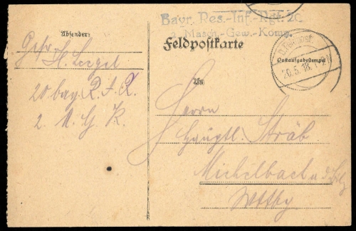 1918, Feldpost I. Wk, Brief