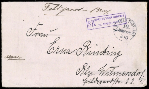 1915, Feldpost I. Wk, Brief