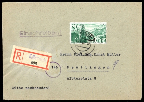 1948, Französische Zone Baden, 12, Brief