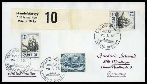 1973, Schweden, 591 C (2) u.730, Brief