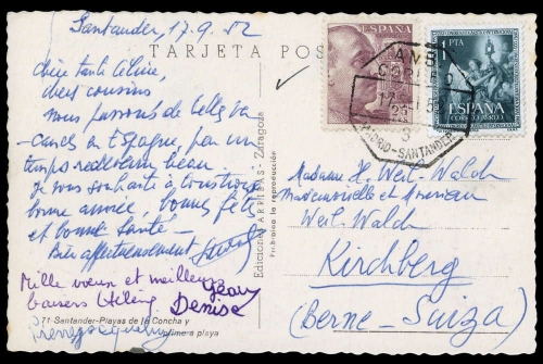1952, Spanien, 1009 u.a., Brief