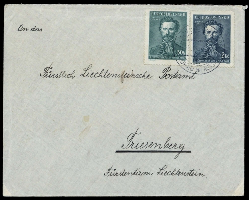 1938, Tschechoslowakei, 395 u.397, Brief