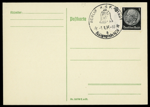 Sport u. Spiel,Olympia Berlin 1936,Sonderstempel, Brief