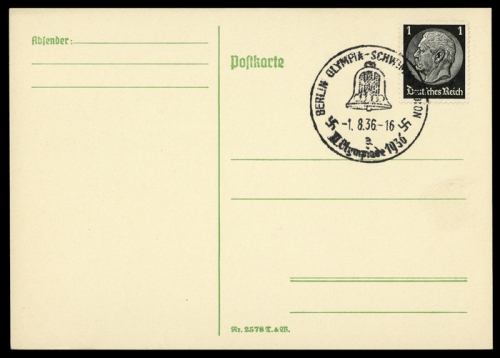 Sport u. Spiel,Olympia Berlin 1936,Sonderstempel, Brief