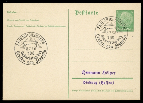 Zeppelin,Zeppelin Sonderstempel,Sonderstempel bis 1939, Brief