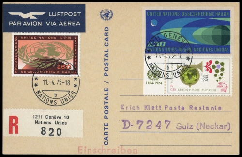 1975, UNO Genf, P2, 9 u.39, Brief