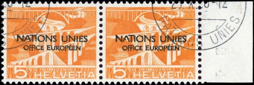 1950, Schweiz Europäisches Amt der Vereinten Nationen ONU, 1 PF ...