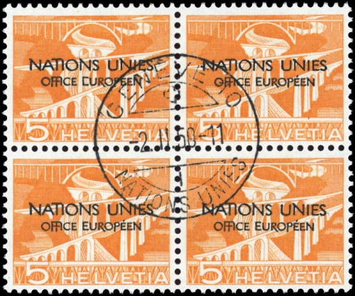 1950, Schweiz Europäisches Amt der Vereinten Nationen ONU, 1 PF ...
