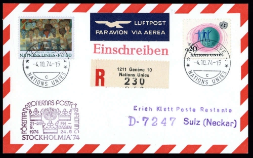 1974, UNO Genf, 3 u.42, Brief