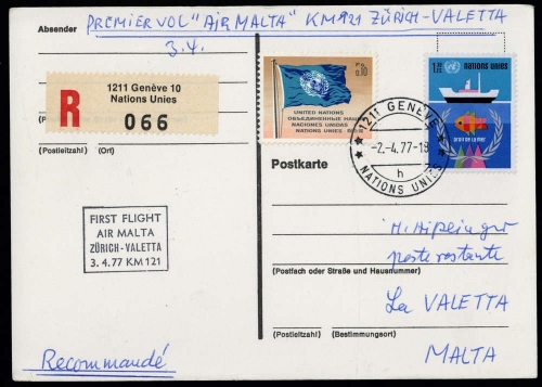 1977, UNO Genf, 2 u. 45, Brief