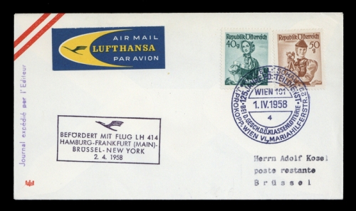 1958, Luftfahrt,Flugpost,Lufthansa, Brief