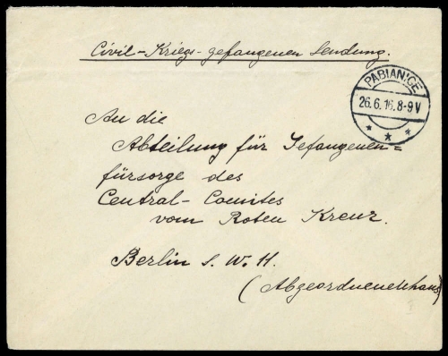 1916, Kriegsgefangenenlagerpost, Brief