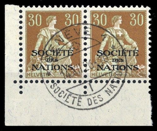 1922, Schweiz Völkerbund SDN, 6 x (2), cto