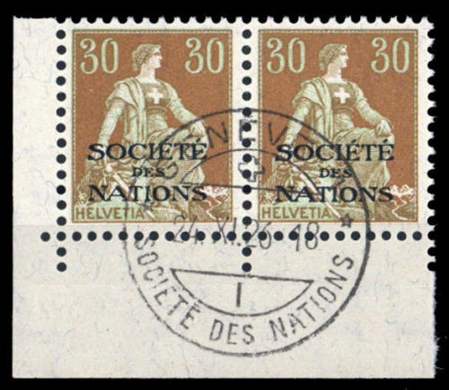 1922, Schweiz Völkerbund SDN, 6 x (2), cto