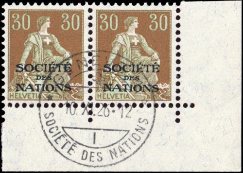 1922, Schweiz Völkerbund SDN, 6 x (2), cto