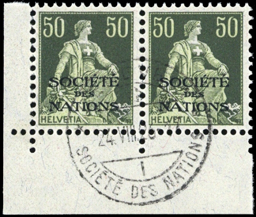 1922, Schweiz Völkerbund SDN, 9 x (2), cto