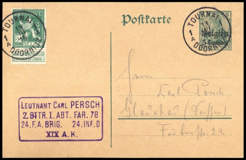 1915, Deutsche Besetzung I. WK Belgien, P 1, Brief