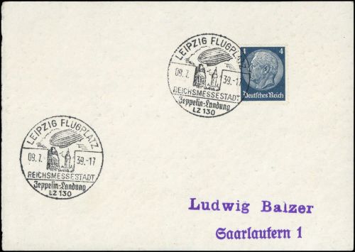 1939, Zeppelin,Zeppelinpost LZ 130,Deutschlandfahrten, Si 0457 ...
