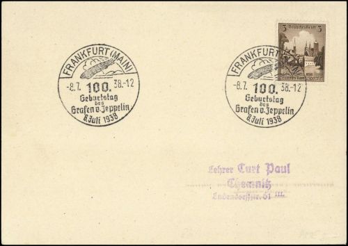 1938, Zeppelin,Zeppelin Sonderstempel,Sonderstempel bis 1939, ...