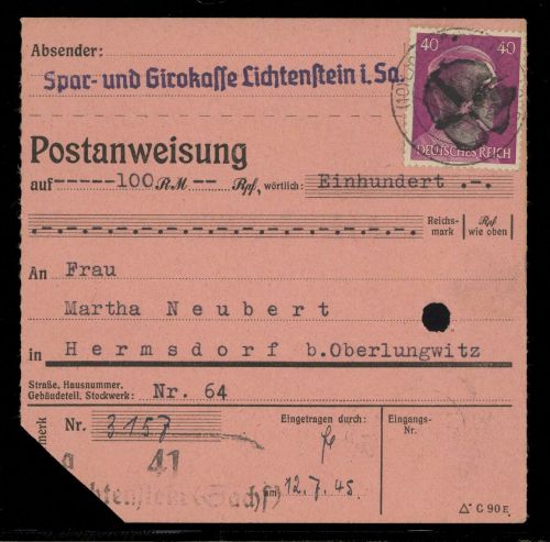 1945, SBZ Bundesland Sachsen, AP 795 I, Brief