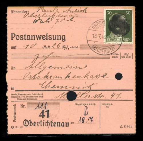 1945, SBZ Bundesland Sachsen, AP 794 I, Brief