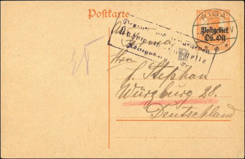 1918, Deutsche Besetzung I. WK Postgebiet Ober Ost, P 3 , Brief