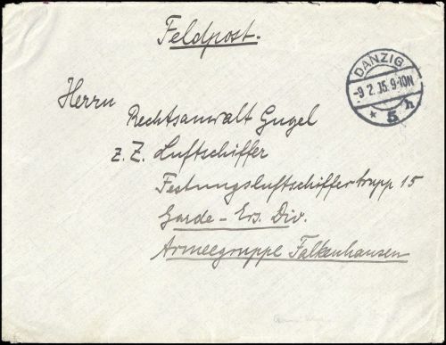 1915, Danzig, Brief