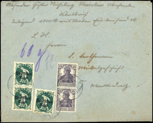1829, Deutsches Reich, 126 (3) u.a., Brief