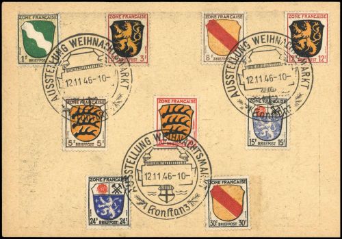 Französische Zone Allgemeine Ausgabe, 1 u.a., Brief