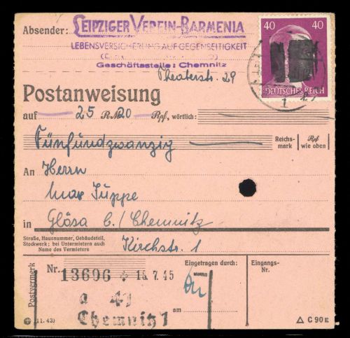 1945, SBZ Bundesland Sachsen, AP 795 I, Brief