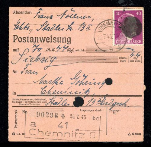 1945, SBZ Bundesland Sachsen, AP 795 I, Brief