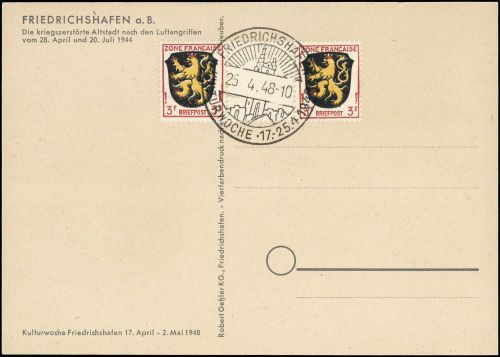 Französische Zone Allgemeine Ausgabe, 2 ZW, Brief