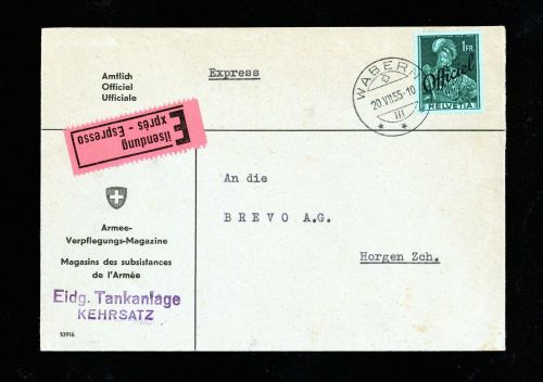 1955, Schweiz Dienstmarken für Bundesbehörden, 60, Brief
