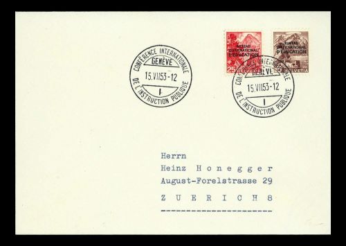 1953, Schweiz Internationale Erziehungsamt BIE, 23, 26, Brief