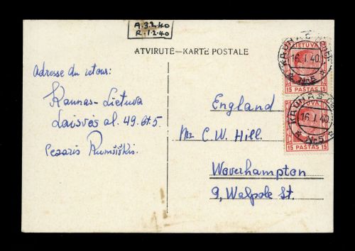 1940, Litauen, 410 (2), Brief