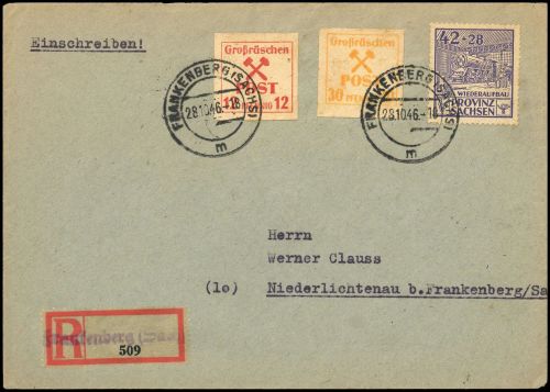 1946, Deutsche Lokalausgabe Grossräschen, 37, 40 u.a., Brief